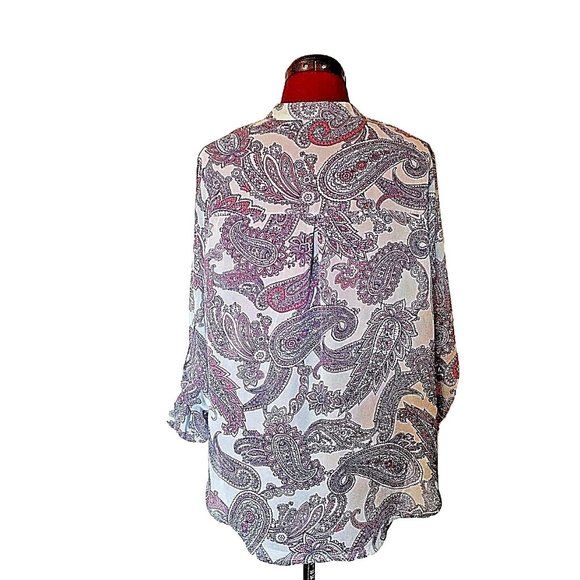 Almost Famous Womens Blouse Top Size Large Multicolor Paisley Long Slee… - Picture 2 of 6